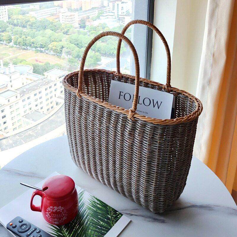 手提篮大号买菜篮高端购物篮买菜篮子编织菜篮子手提篮仿藤编菜篮,收纳整理,购物篮,淘宝优惠券,粉丝福利购,淘宝优惠卷