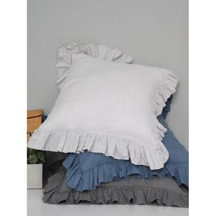 素麻雨巷 100%水洗亚麻荷叶边抱枕套方枕套靠垫套不含芯单祇价格