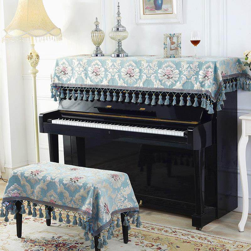 欧式钢琴罩半罩琴凳套北欧现代简约盖布田园布艺全罩钢琴布防尘套