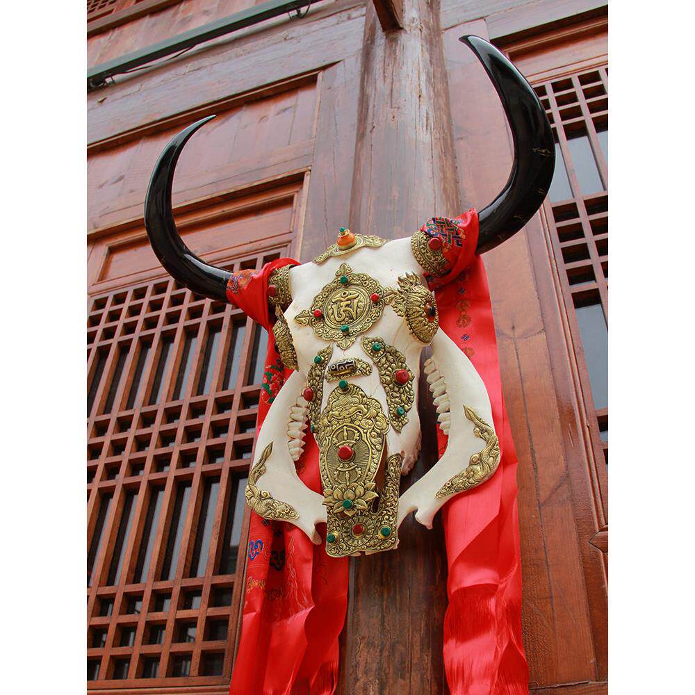 精选包铜牦牛头骨装饰工艺品公司办公室墙面壁饰挂件别墅玄关壁挂