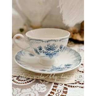 新款法式复古法瓷摄政系列蓝色碎花陶瓷下午茶杯碟套装咖啡杯子