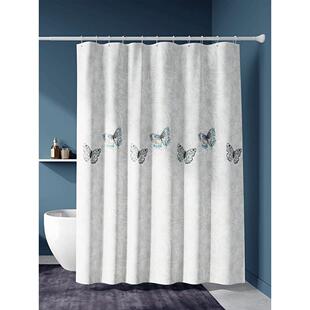 卫生间浴帘加厚防霉洗澡隔断淋浴间门帘子布防水挂帘 蝴蝶浴帘