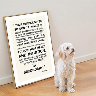 乔布斯语录简约黑白励志英文字母北欧现代桌面装饰画卧室餐厅挂画