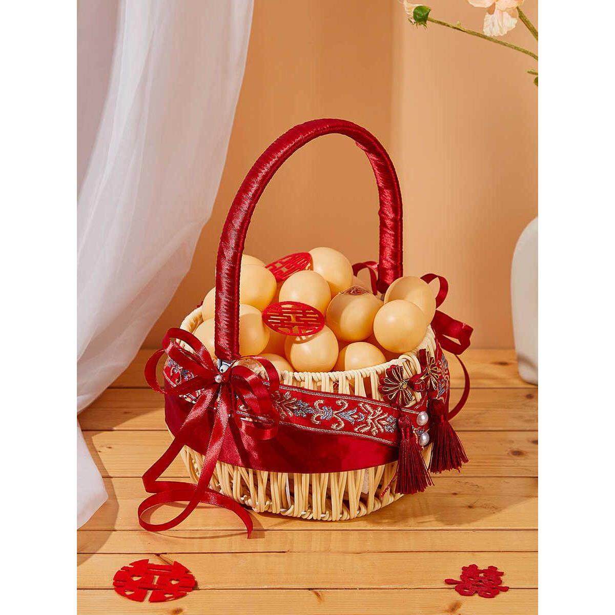 圆形仿藤编织小花篮田园风小清新手提篮花童撒花篮鲜花礼品包装篮,家居饰品,花篮,淘宝优惠券,粉丝福利购,淘宝优惠卷