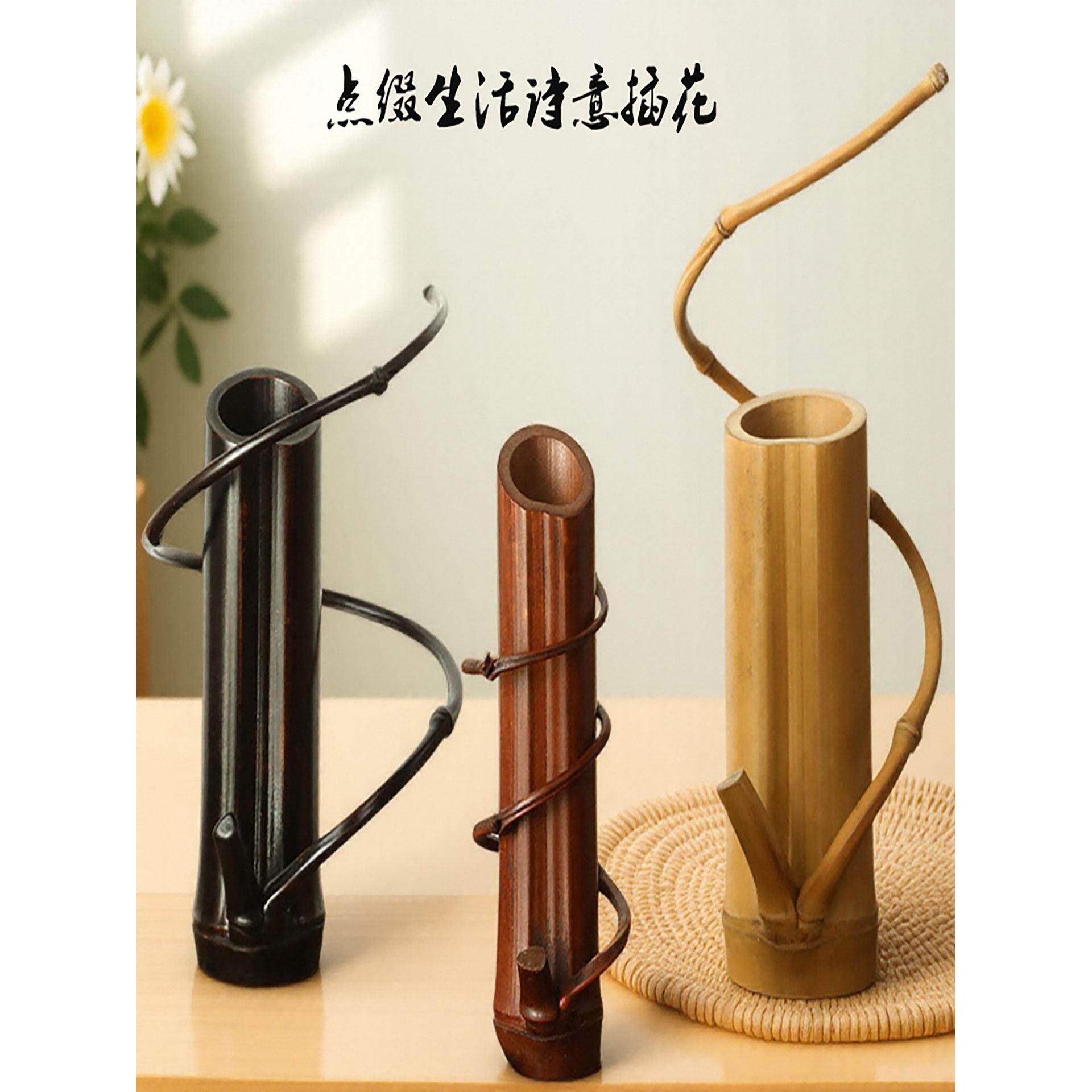 竹编插花筒中国茶道饰品创意禅茶室书房酒店竹编花篮,特色手工艺,竹编/竹雕,淘宝优惠券,粉丝福利购,淘宝优惠卷