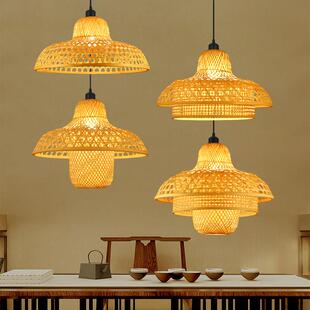 新中式编织灯覆古民宿灯饭厅酒楼会所吧台禅意茶室竹艺吊灯竹编灯
