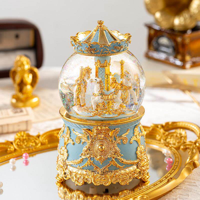 水晶球可旋转木马音乐盒八音盒女孩公主结婚生日礼物送女友儿童节