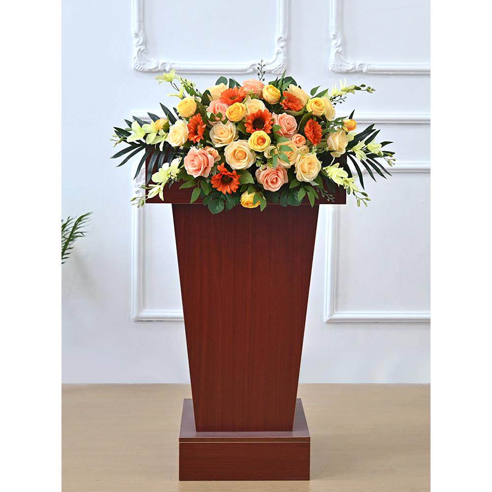 高档讲台花彷真花酒店假花主席台演讲发言台花会议桌花桌面装饰花