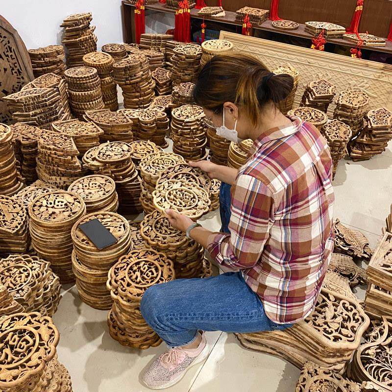 新款中式东阳木雕挂件香樟实木扇形圆形仿古雕刻工艺品背景墙壁挂,家居饰品,木雕,淘宝优惠券,粉丝福利购,淘宝优惠卷