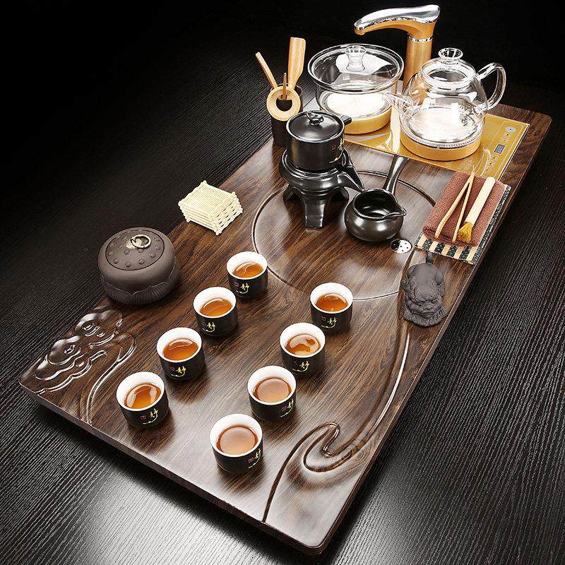 茶具套装全自动玻璃烧水一体整套大号茶盘办公室茶台功夫陶瓷紫砂