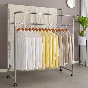 不锈钢伸缩晒衣架阳台大型v升降晾衣杆落地折叠晾衣架室内外凉被