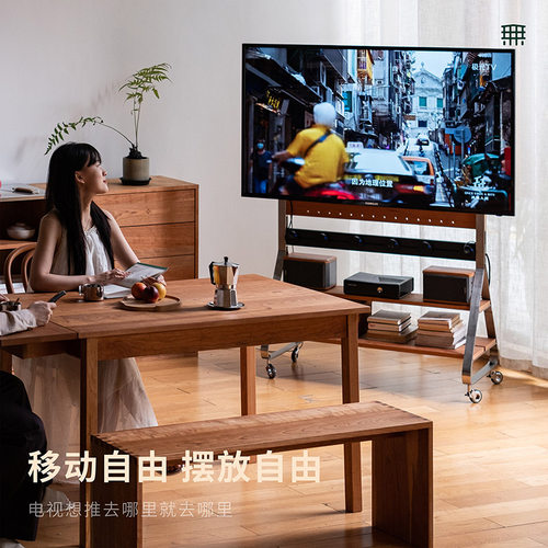 无即所有电视机移动支架不锈钢小户型客厅卧室显示V器落地实木挂