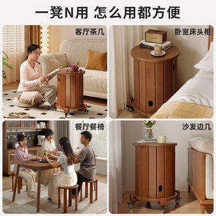 实木叠叠乐凳e子家用餐凳可叠放茶几板凳备用圆凳组合移动折叠椅