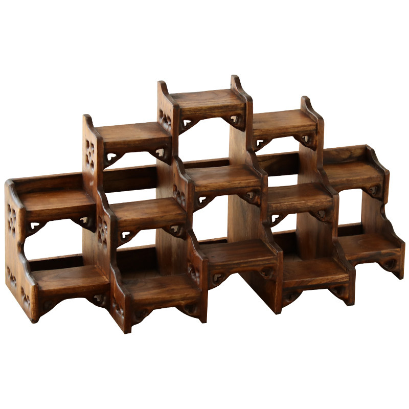 中式桌面小型博古架实木茶壶展y示架紫砂壶摆放架子茶具置物架摆