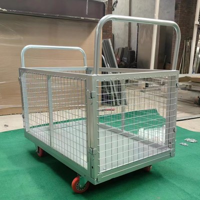 伟华围栏手推车拉货搬运拣货笼车小拖车摆摊O车物流快递网格周转