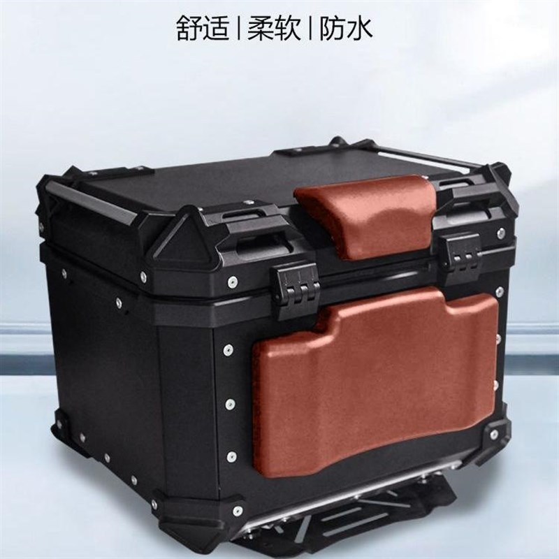 摩托车后备箱靠j垫加厚棕色后靠背摩旅踏板车防水防晒粘贴后靠软
