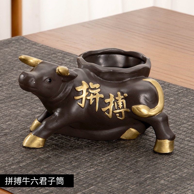 茶道六君子功夫茶具n茶盘台摆件6君子套装家用茶夹茶针茶勺养壶笔