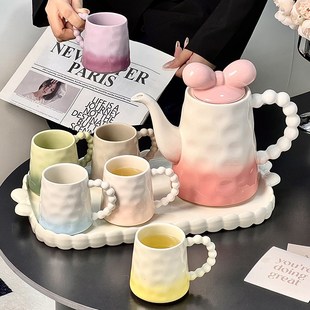 l家用客厅陶瓷水具茶壶杯子待客茶具乔迁新居送 高颜值喝水杯套装
