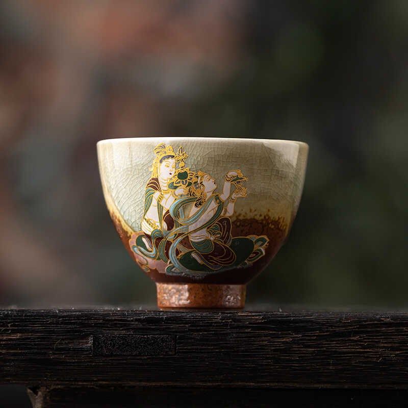 清水柴烧敦煌莫高窟系列s文创手工茶具家用陶瓷茶杯高档主人杯送,餐饮具,茶杯,淘宝优惠券,粉丝福利购,淘宝优惠卷