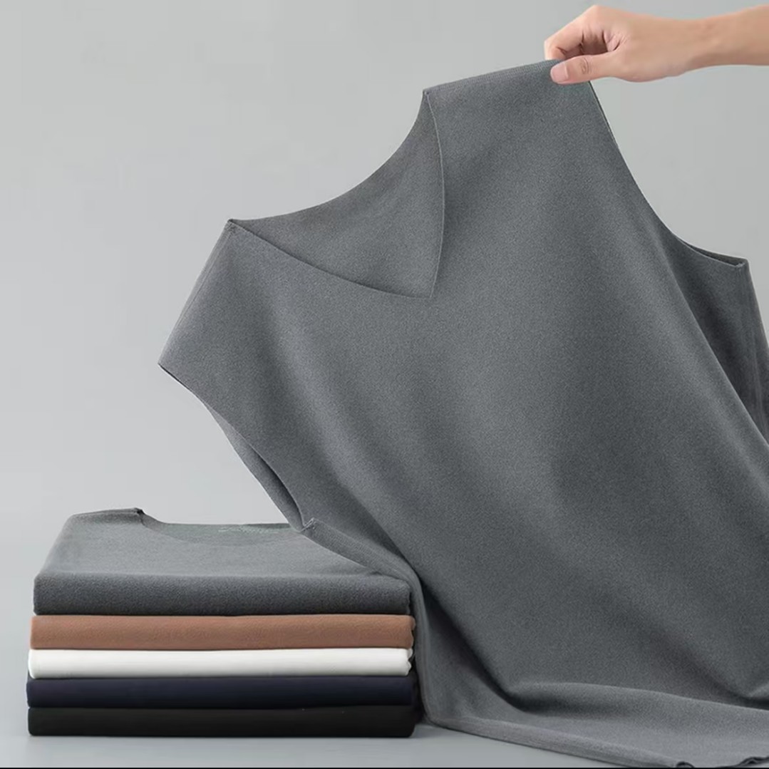 无痕德绒背心男士加绒加厚内穿潮修身紧身棉打底衫秋冬季双面绒