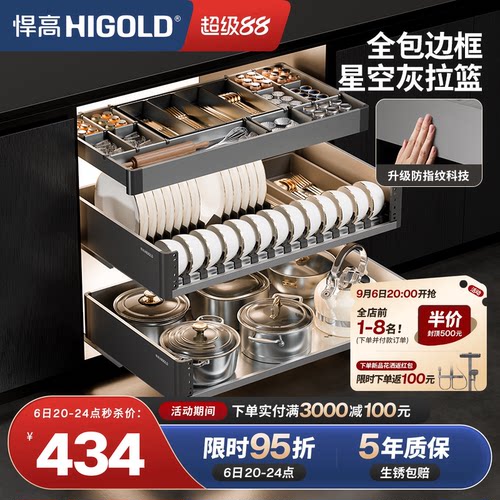 悍高R3系列加厚不锈钢碗碟拉篮