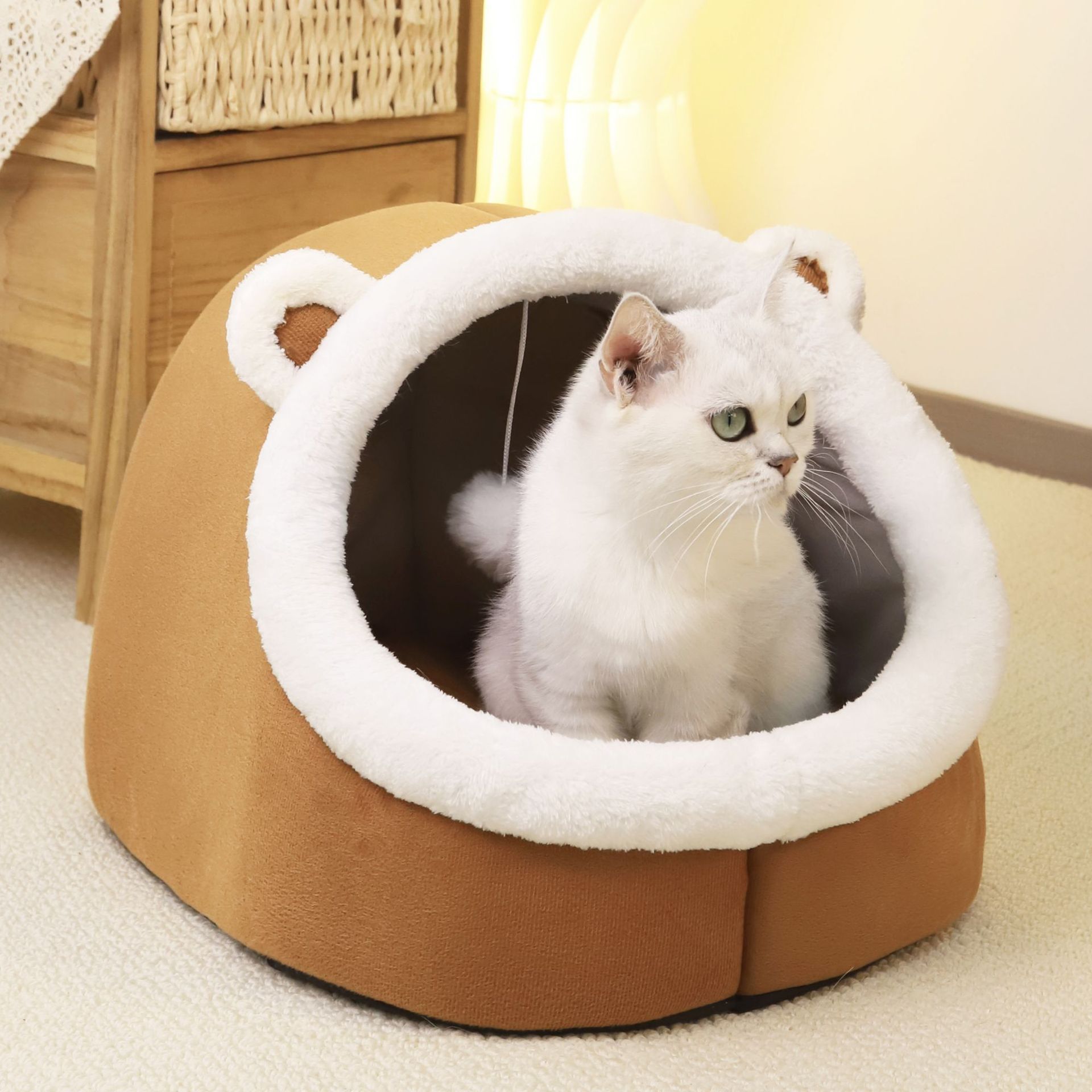 猫窝冬季半封闭保暖狗窝加绒宠物窝亚马逊宠物宠物用品