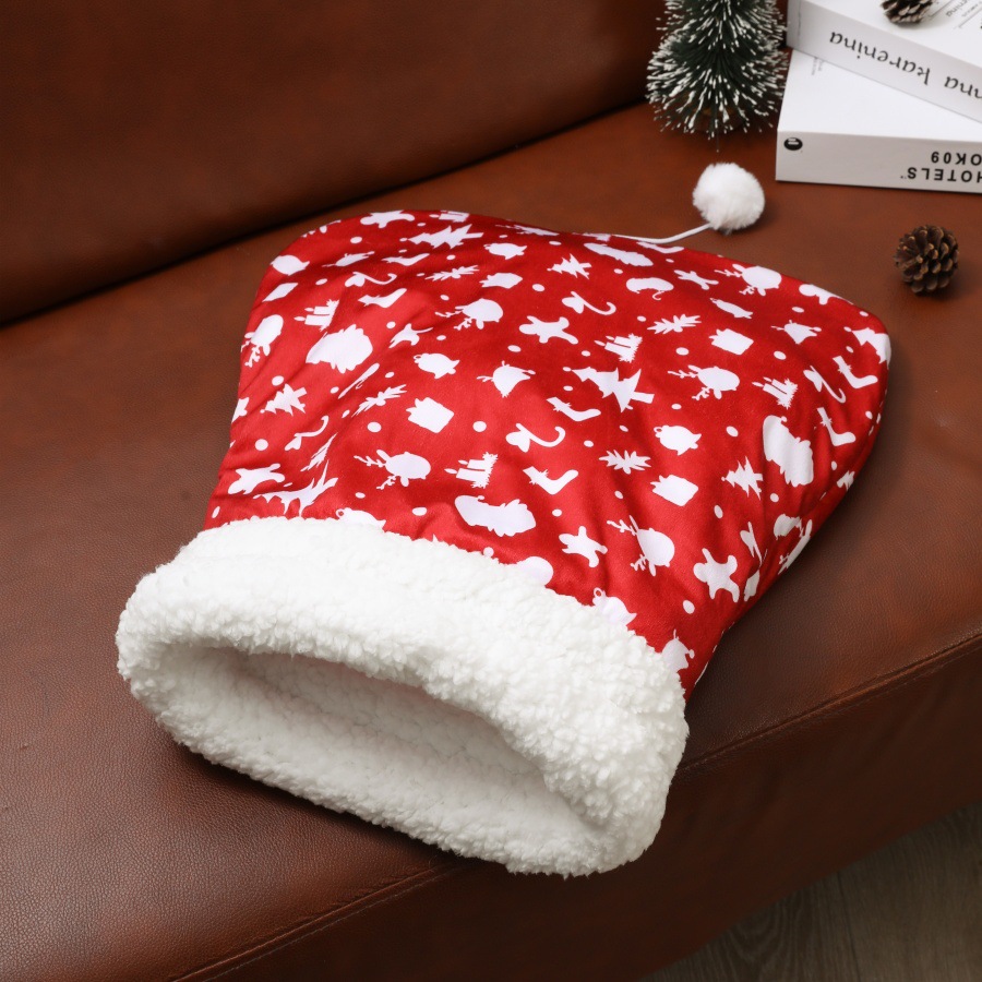 希音冬季保暖猫窝深度睡眠半封闭圣诞节猫窝狗窝保暖床