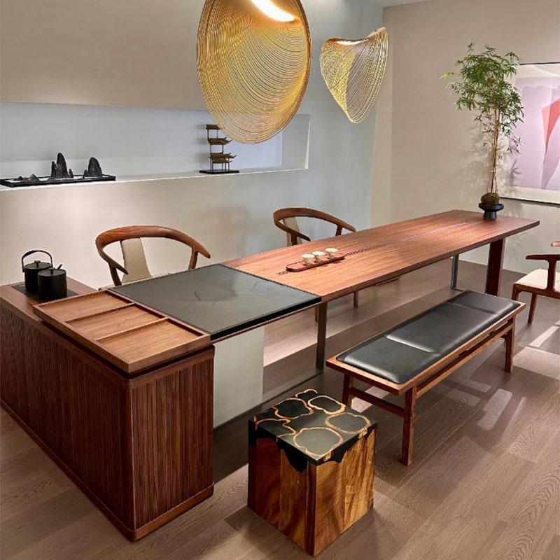 需定制新中式茶桌椅组合黑胡桃木办公室茶室禅意泡茶桌2025年新款