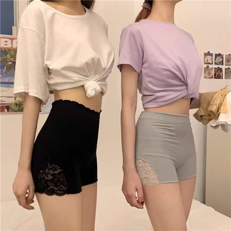 抖音爆款蕾丝安全裤防走光女夏薄款高腰收腹提臀大码三分打底短裤