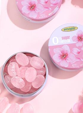 Woogie无糖轻润糖高颜值铁盒装硬糖樱花味少女心糖果薄荷糖送人