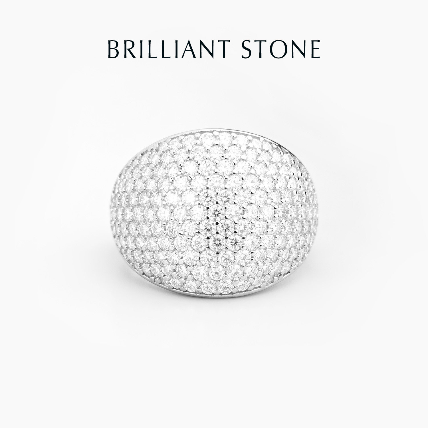 Brilliant Stone925银莫桑石密镶宽弧面戒指轻奢高级感闪耀礼物女