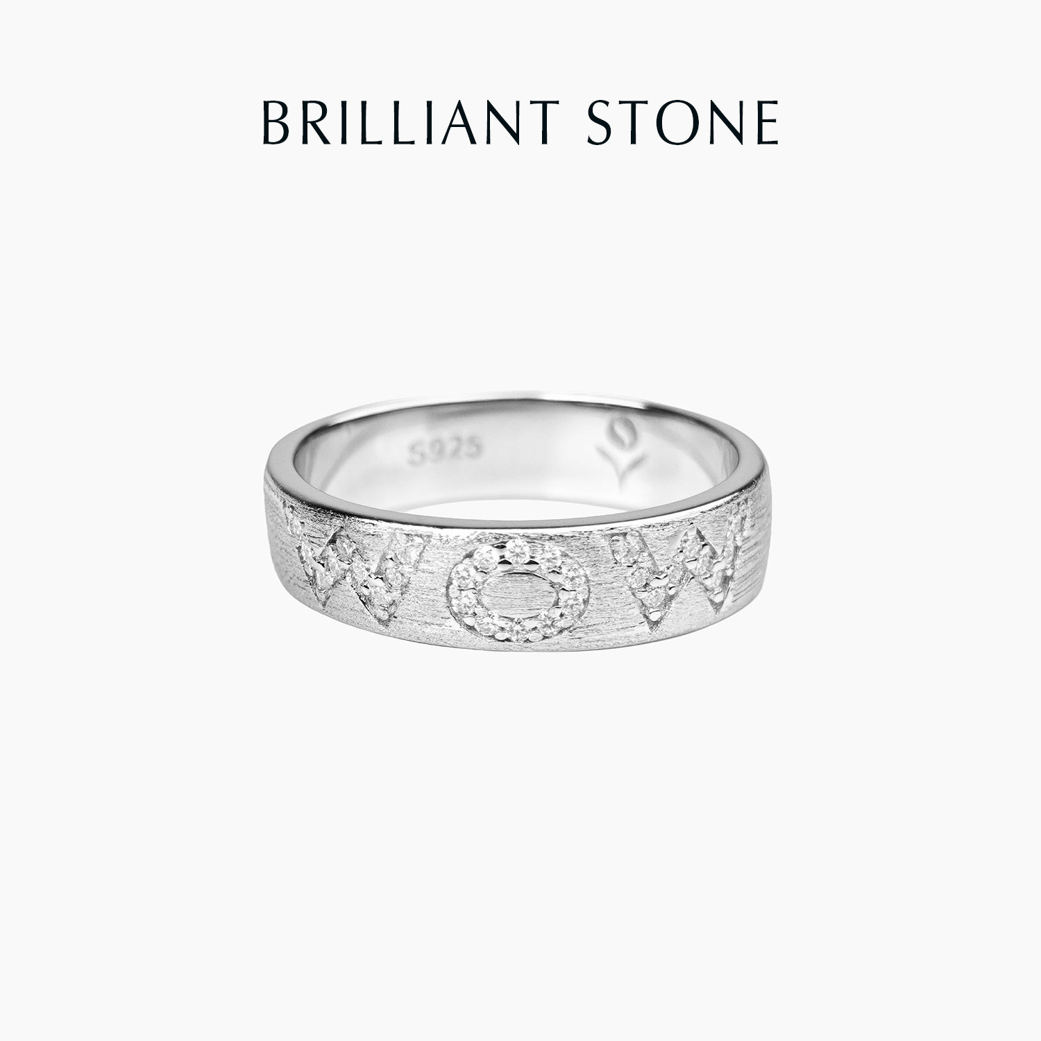 Brilliant Stone925纯银MOM莫桑石指环母亲节礼物轻奢银戒送妈妈