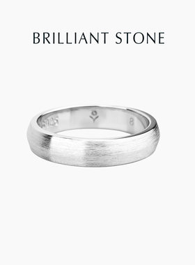 Brilliant Stone丝绸质感金字塔斜面小众设计指环925纯银中性百搭