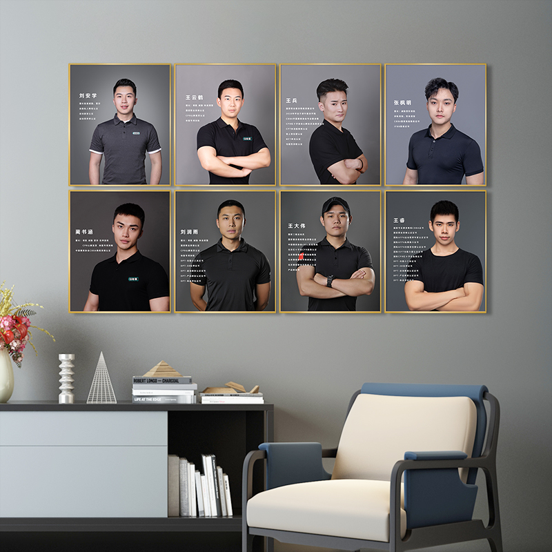 教师简介c相框铝合金亚克力画框形象墙可换画面学校教练展示墙