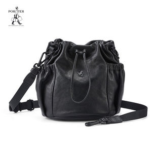 Porter InternationalPICO绵羊皮抽绳圆桶水桶包男女通用斜挎潮包