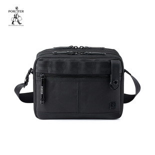 Porter International尼龙手电双拉链斜挎包NEW HEAT黑色单肩包男