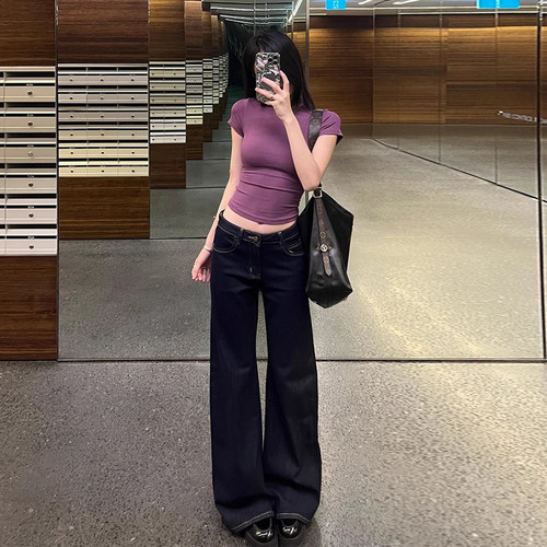 掐腰显瘦修身圆领正肩短袖t恤女