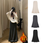 MosesQueen魔西女王加绒加厚鱼尾裙半身裙秋冬高腰a字包臀长裙子