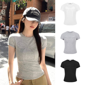 MosesQueen魔西女王立体蝴蝶结正肩短袖 设计感显瘦上衣 t恤女夏季