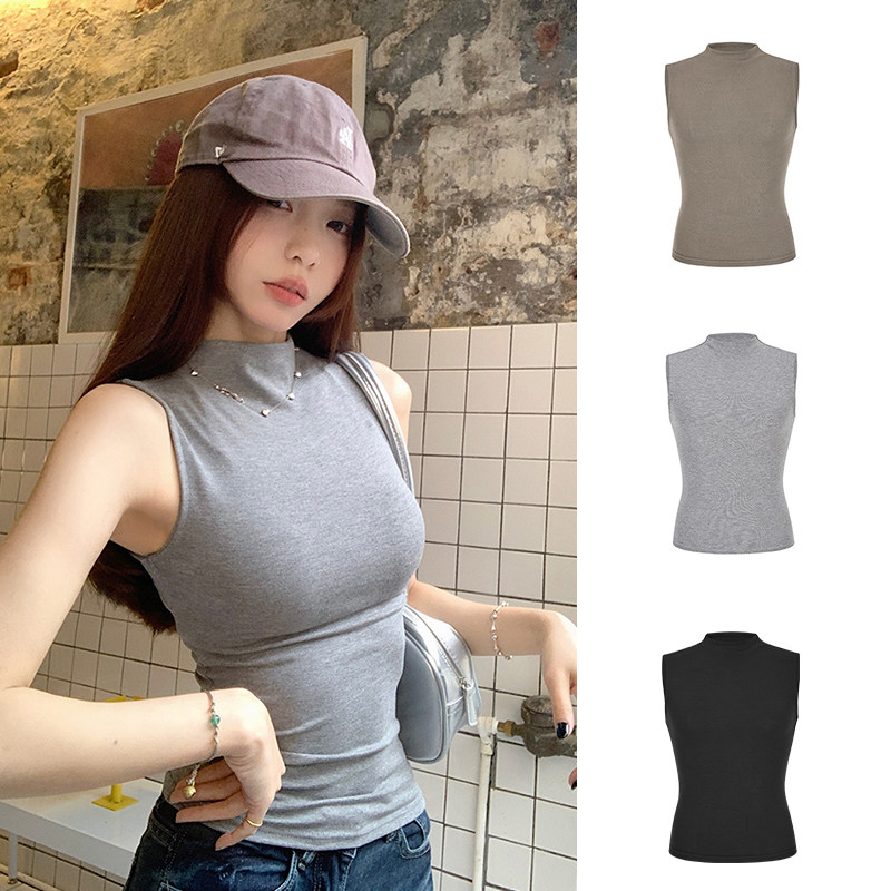 MosesQueen魔西女王半高领无袖t恤背心女夏外穿修身内搭打底上衣,女装/女士精品,背心吊带,淘宝优惠券,粉丝福利购,淘宝优惠卷