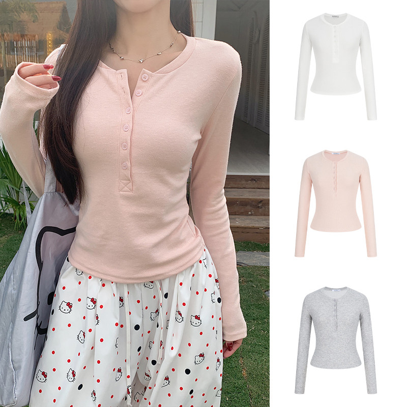 MosesQueen魔西女王粉色半开领长袖t恤韩版修身显瘦内搭打底上衣,女装/女士精品,T恤,淘宝优惠券,粉丝福利购,淘宝优惠卷