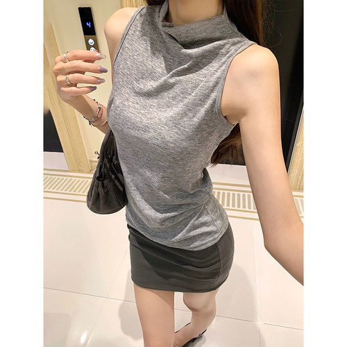半高领背心修身内搭打底无袖上衣