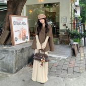 MosesQueen魔西女王小香风斗篷披肩毛呢外套秋冬针织连衣裙两件套