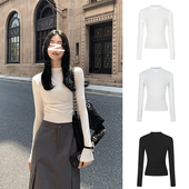 显瘦长袖 MosesQueen魔西女王半高领打底衫 女春秋内搭上衣修身 t恤