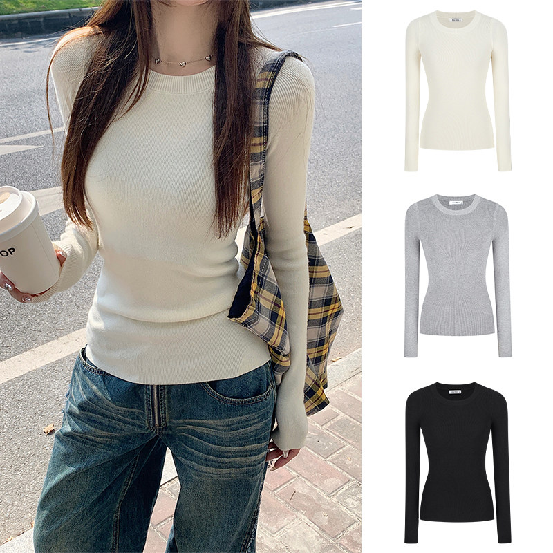 MosesQueen魔西女王奶白色针织打底衫女秋冬内搭毛衣修身长袖上衣,女装/女士精品,毛针织衫,淘宝优惠券,粉丝福利购,淘宝优惠卷