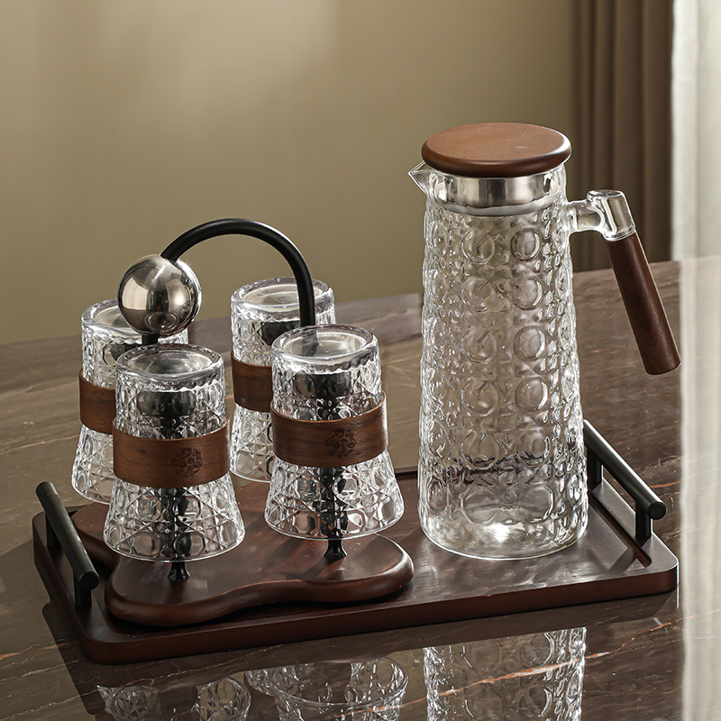 轻奢覆古水具套装中古风家用客厅待客喝水杯子网红玻璃茶杯饮料杯