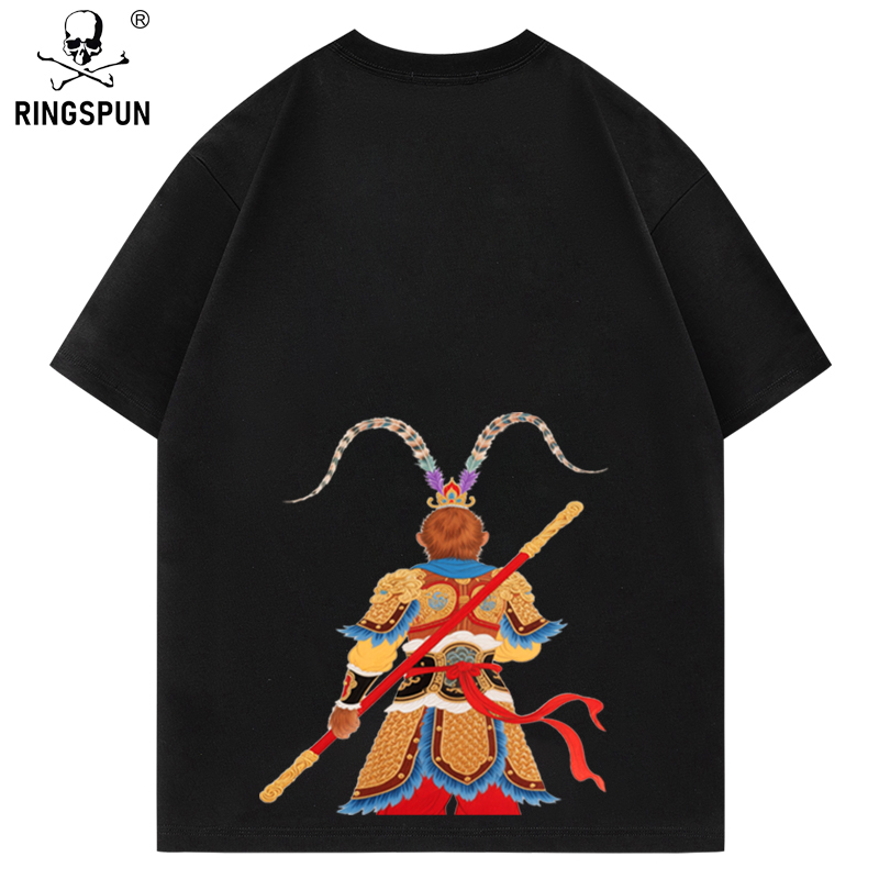 【悟空】重磅万针刺绣潮牌短袖T恤纯棉 圆领T恤男女同款