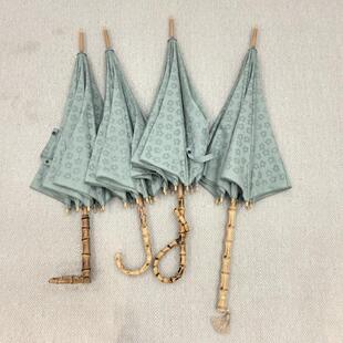 日本制！棉布烧花风格！天然竹节手动轻量防风晴雨两用女士遮阳伞