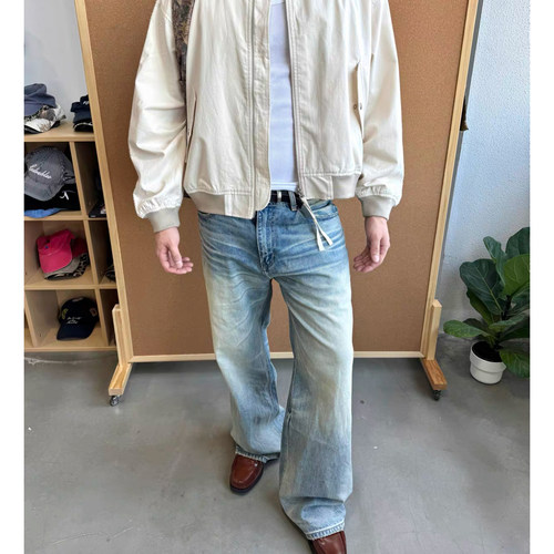 牛王重磅水洗蓝做旧牛仔裤