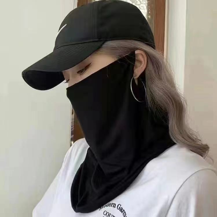 夏季新款防晒面罩男女嘻哈腰果花潮骑行袖套防紫外线挂耳冰丝面纱